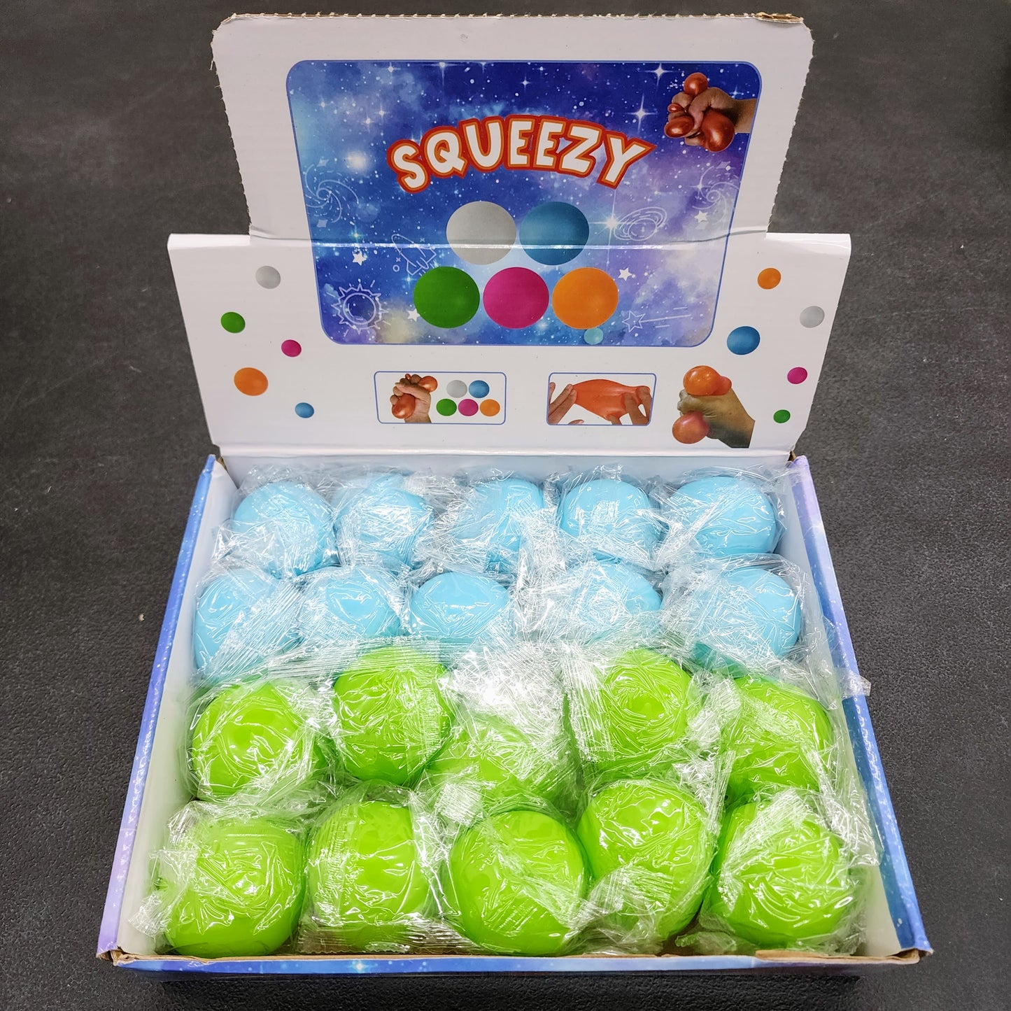 Item# 9600 - Squeezy Squish Ball - $1.00 ea | SRP $2.99 - 20 / pdq